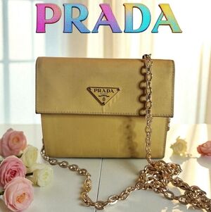 Prada Gold Chain Wallet EUC
